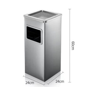 Thùng rác inox vuông có gạt tàn