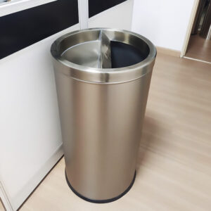 Thùng rác inox tròn nắp chia ngăn có gạt tàn Ø30