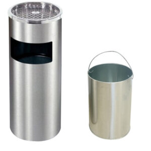 Thùng rác inox tròn có gạt tàn Ø25