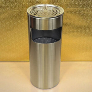 Thùng rác inox tròn có gạt tàn Ø25