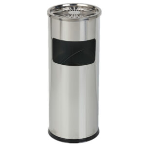 Thùng rác inox tròn có gạt tàn Ø35