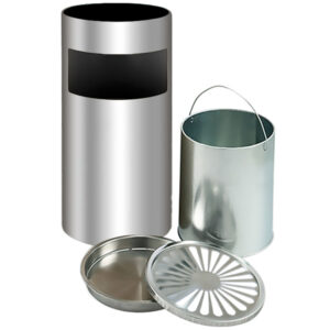 Thùng rác inox tròn có gạt tàn Ø35