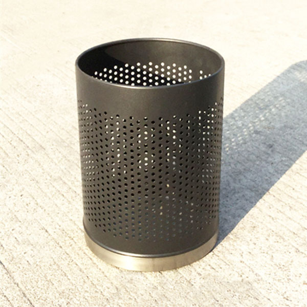 Thùng rác thép sơn đen đế inox trắng Ø22