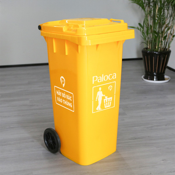 Thùng rác nhựa HDPE 120L màu vàng