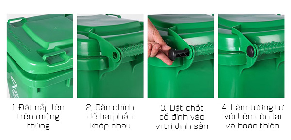 Hướng dẫn lắp đặt thùng rác 240l nhựa xanh lá