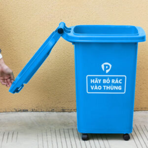 Thùng rác nhựa HDPE 60L màu xanh dương