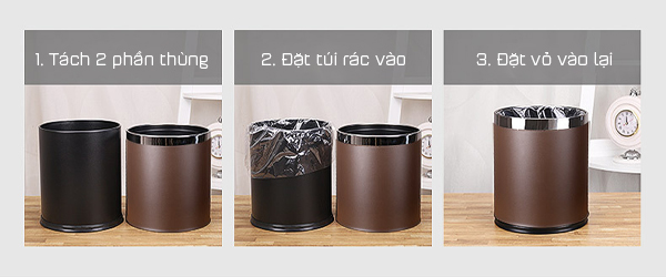 Cách sử dụng thùng rác thép nâu viền inox