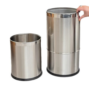 Thùng rác Inox trắng không nắp 2 lớp